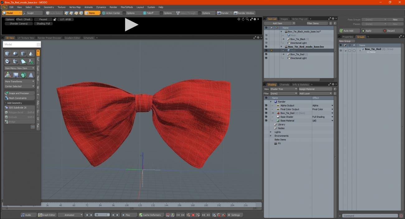 3D Bow Tie Red