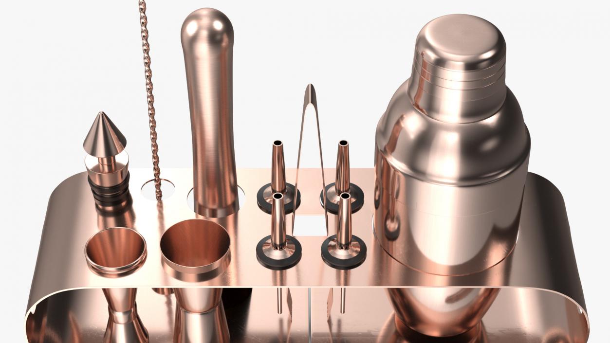 Bartender Kit 12 Piece Copper 3D model