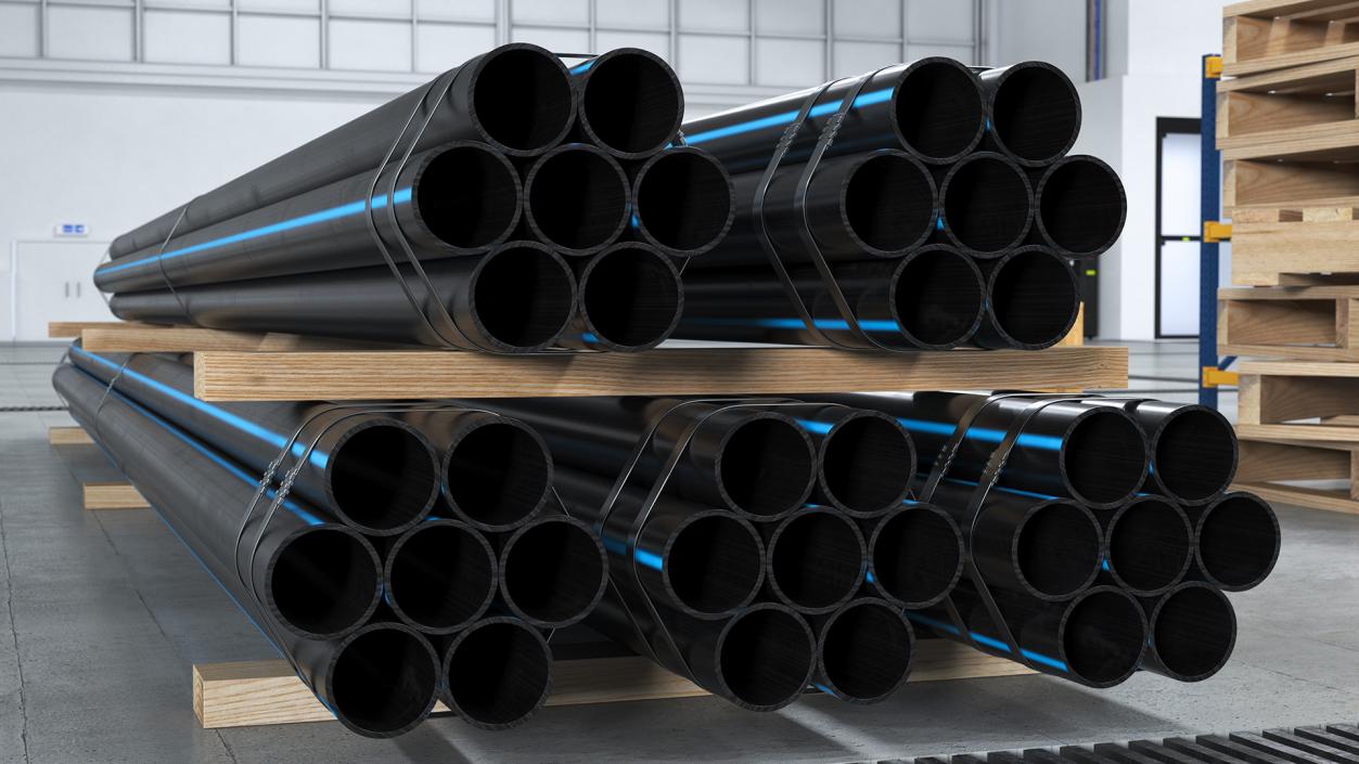 Thick Plastic Pipes Bundle 6 Meters 2 3D