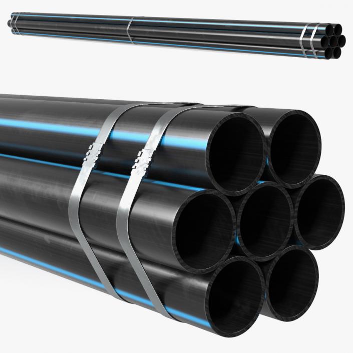 Thick Plastic Pipes Bundle 6 Meters 2 3D