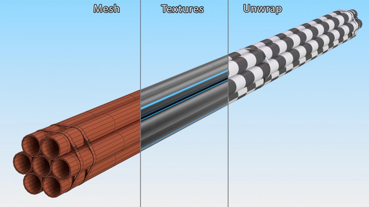 Thick Plastic Pipes Bundle 6 Meters 2 3D