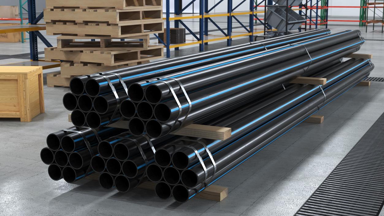 Thick Plastic Pipes Bundle 6 Meters 2 3D