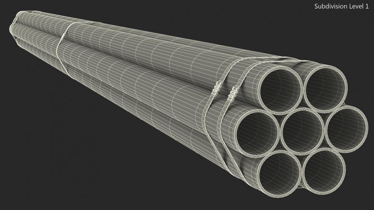 Thick Plastic Pipes Bundle 6 Meters 2 3D