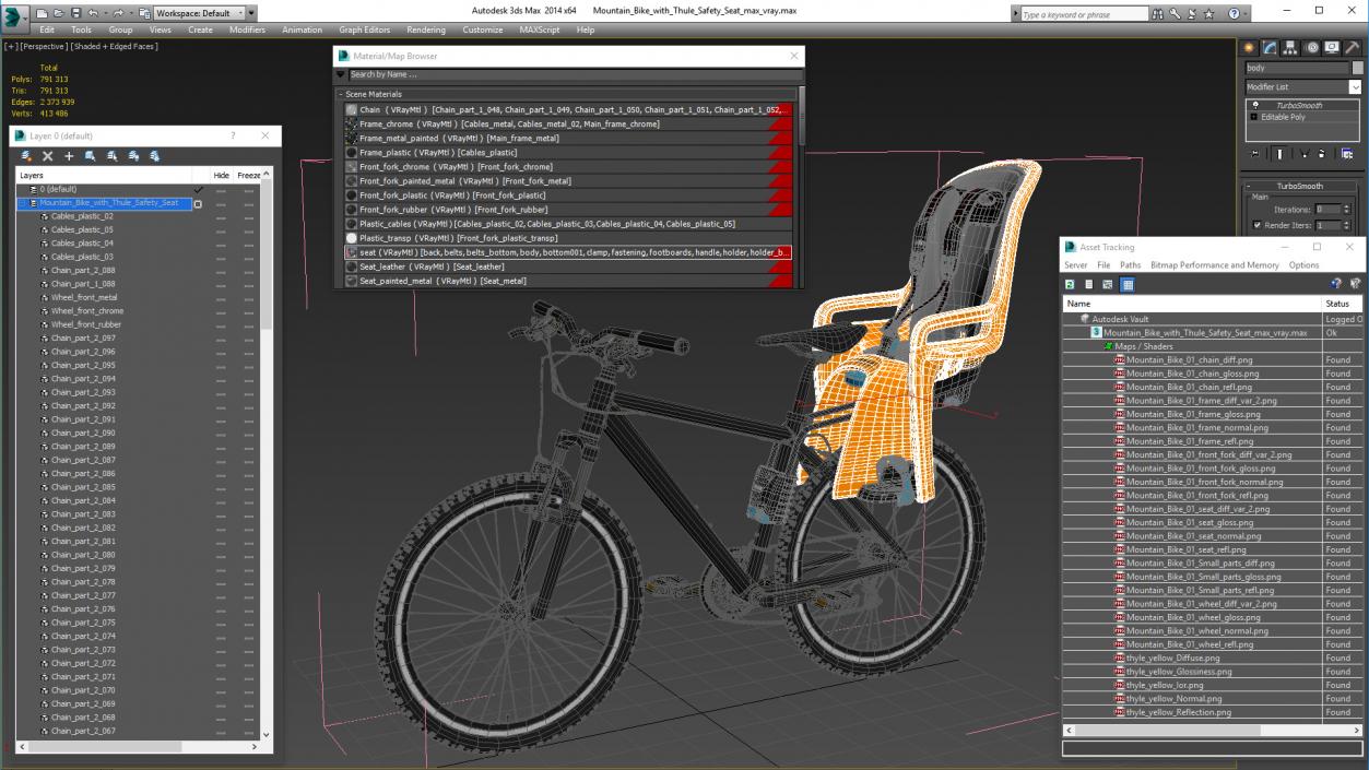 3D Mountain Bike with Thule Safety Seat