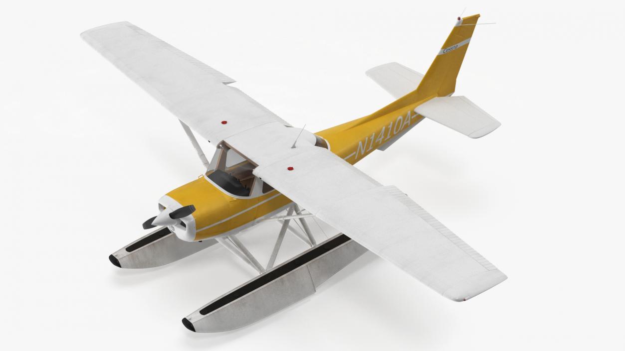 3D Cessna 150 Seaplane on Floats Rigged