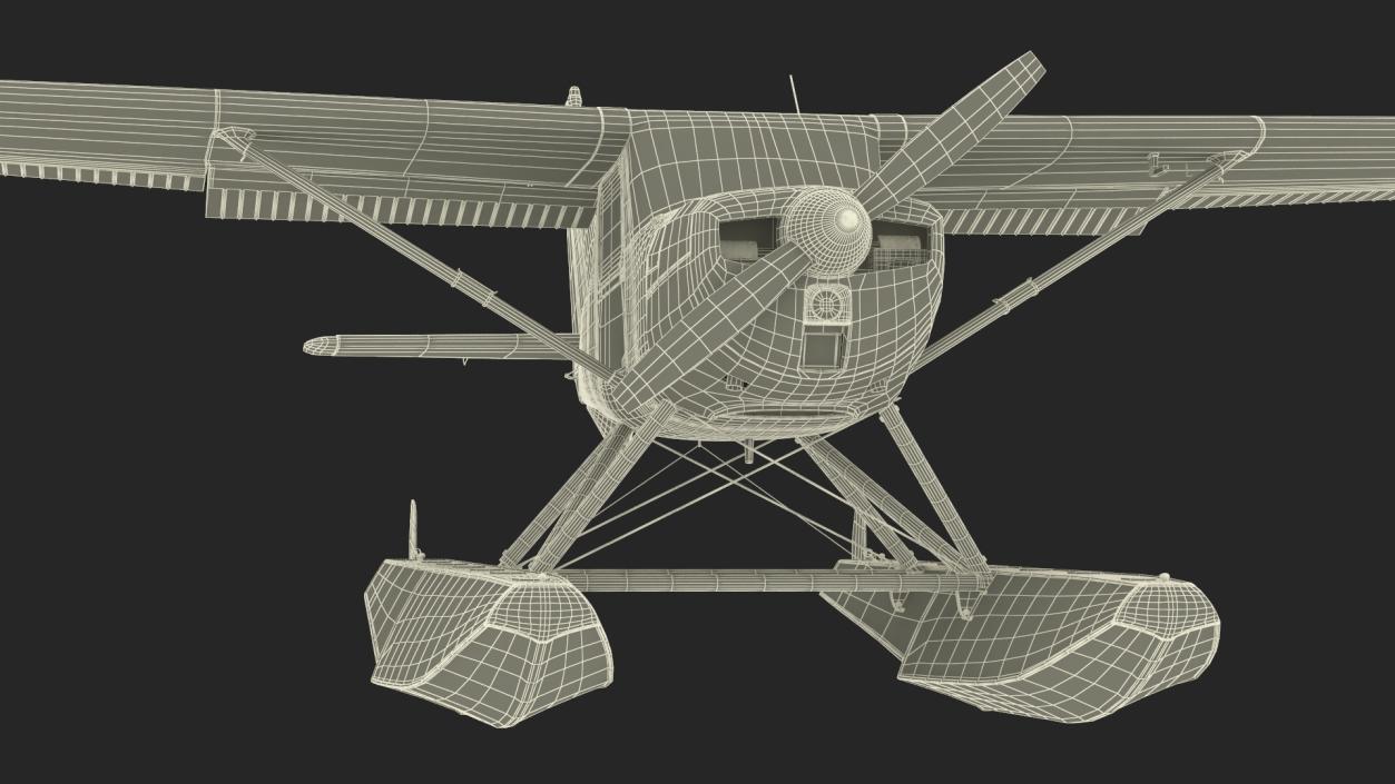 3D Cessna 150 Seaplane on Floats Rigged