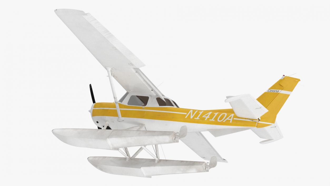 3D Cessna 150 Seaplane on Floats Rigged