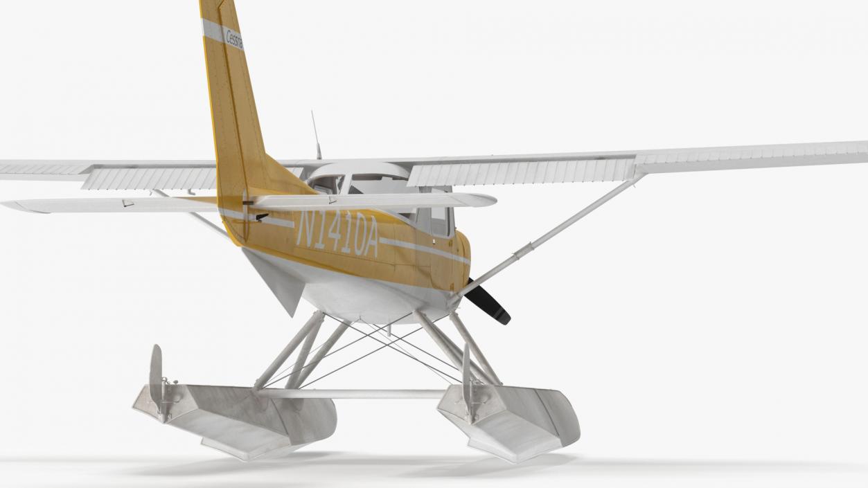 3D Cessna 150 Seaplane on Floats Rigged