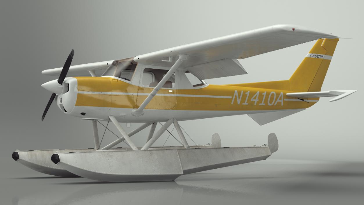 3D Cessna 150 Seaplane on Floats Rigged