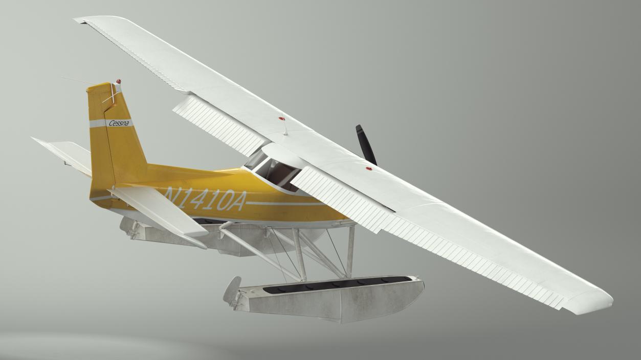 3D Cessna 150 Seaplane on Floats Rigged