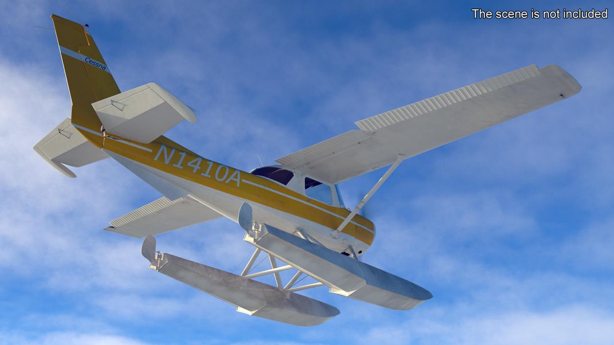 3D Cessna 150 Seaplane on Floats Rigged