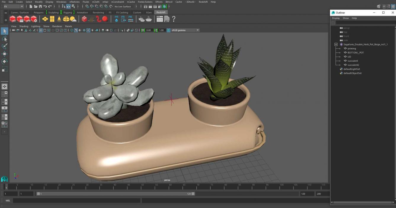 3D model Sagaform Double Herb Pot Beige