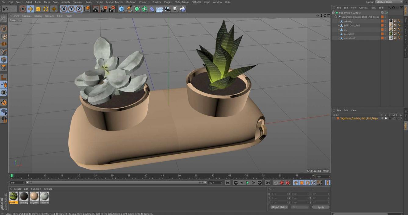 3D model Sagaform Double Herb Pot Beige