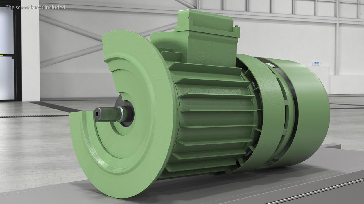 3D model Electric Motor Cutaway Green 2