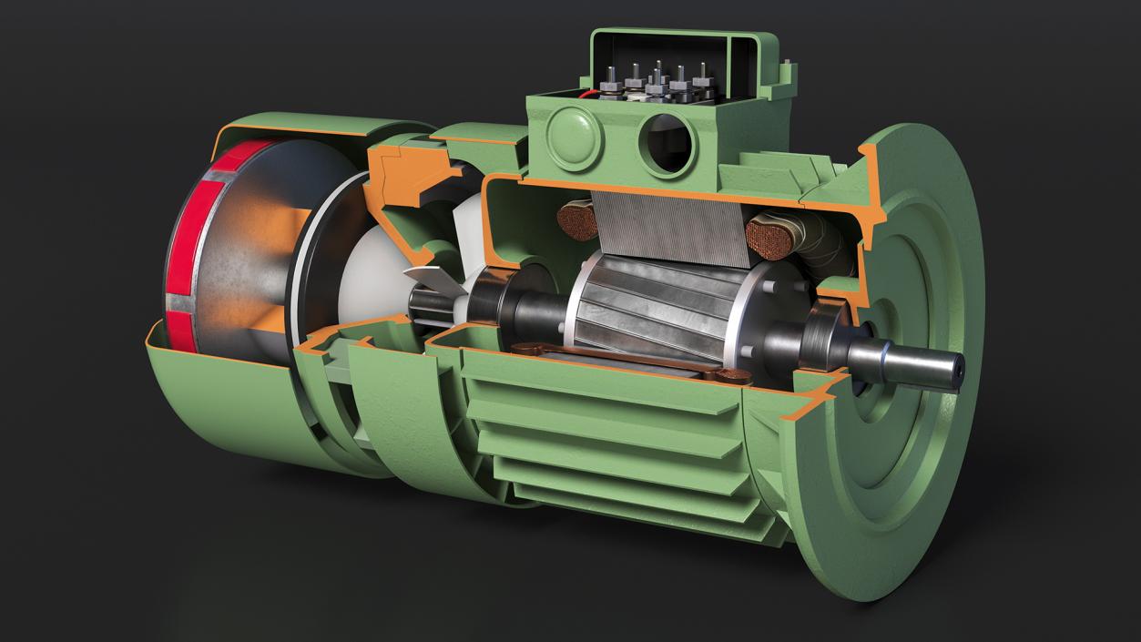 3D model Electric Motor Cutaway Green 2