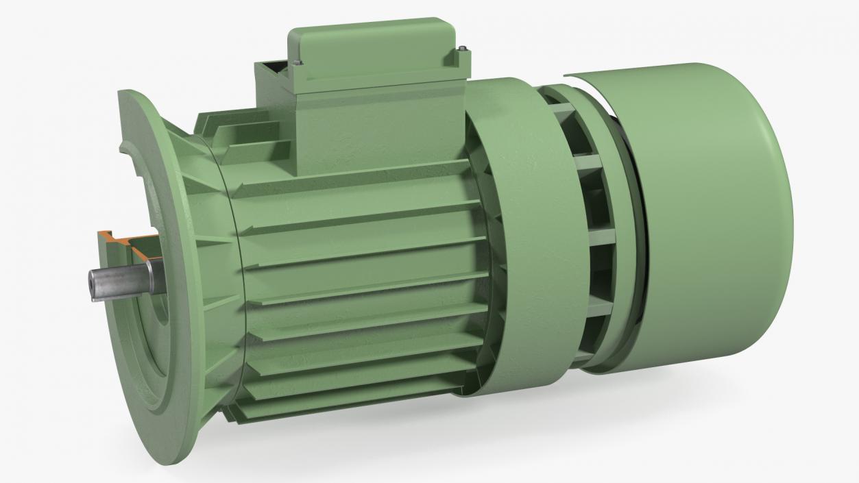 3D model Electric Motor Cutaway Green 2