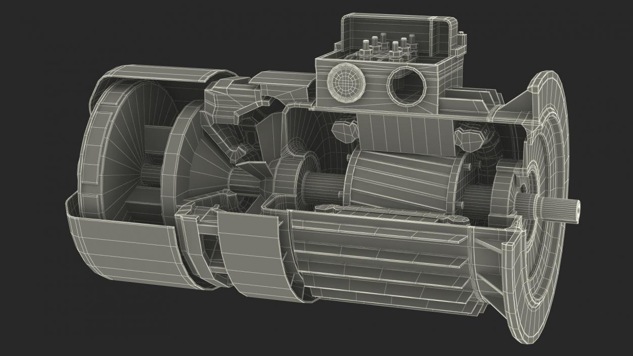 3D model Electric Motor Cutaway Green 2