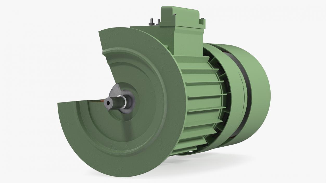 3D model Electric Motor Cutaway Green 2