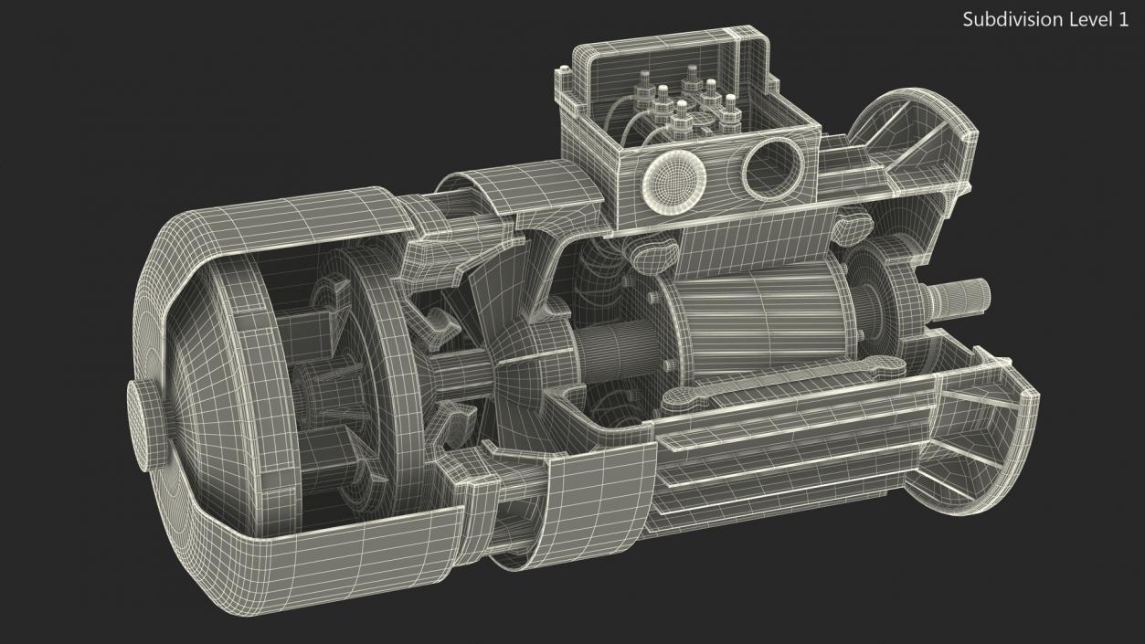 3D model Electric Motor Cutaway Green 2