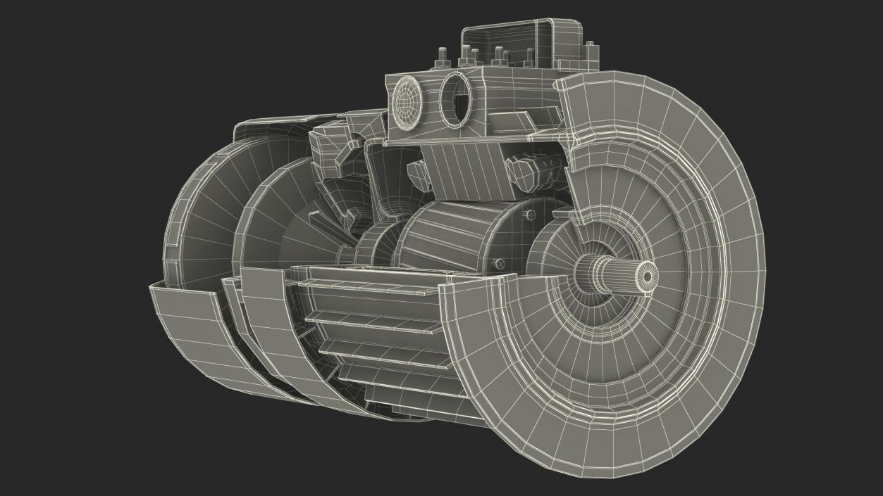 3D model Electric Motor Cutaway Green 2