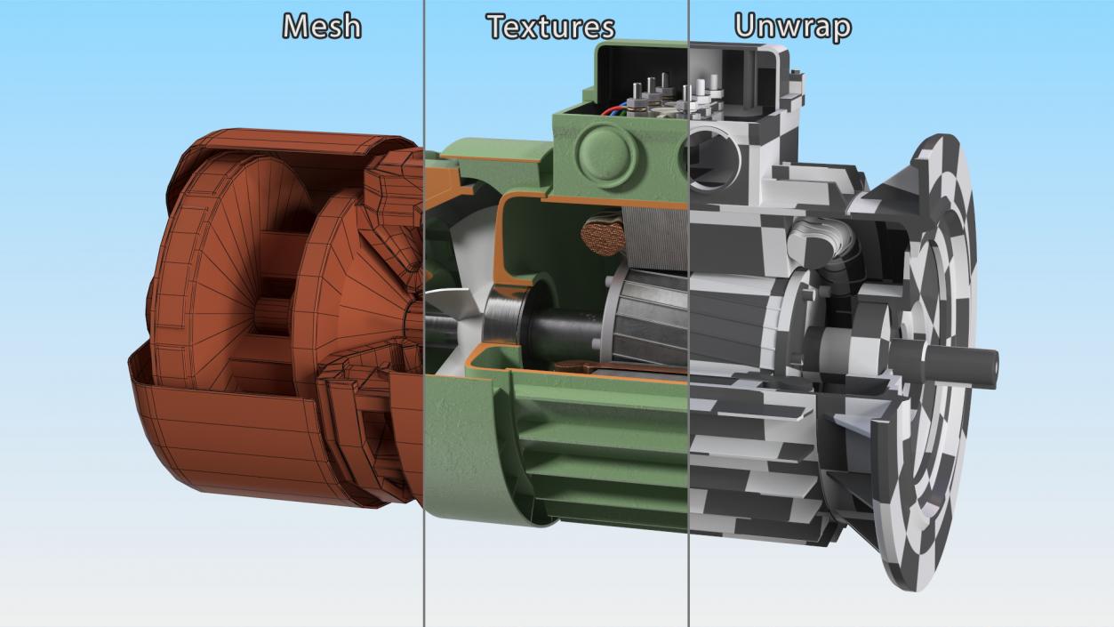 3D model Electric Motor Cutaway Green 2