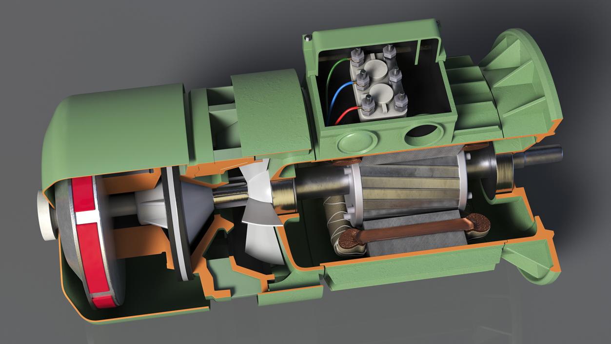 3D model Electric Motor Cutaway Green 2