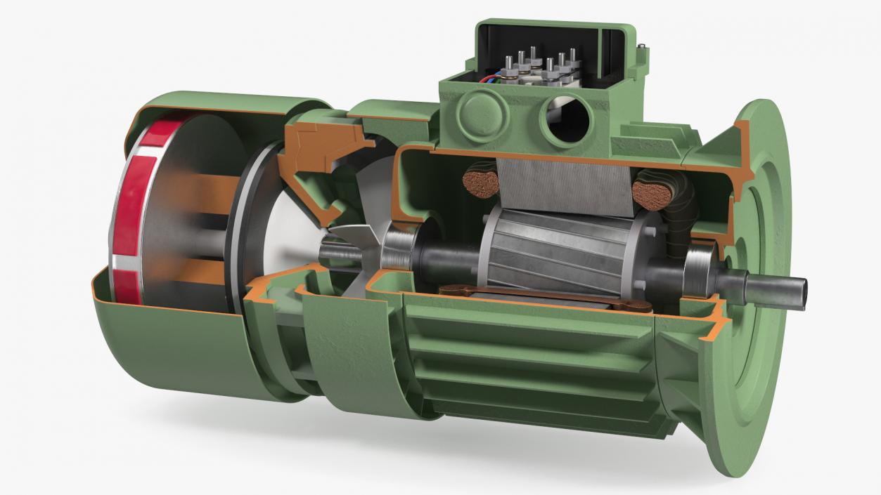 3D model Electric Motor Cutaway Green 2