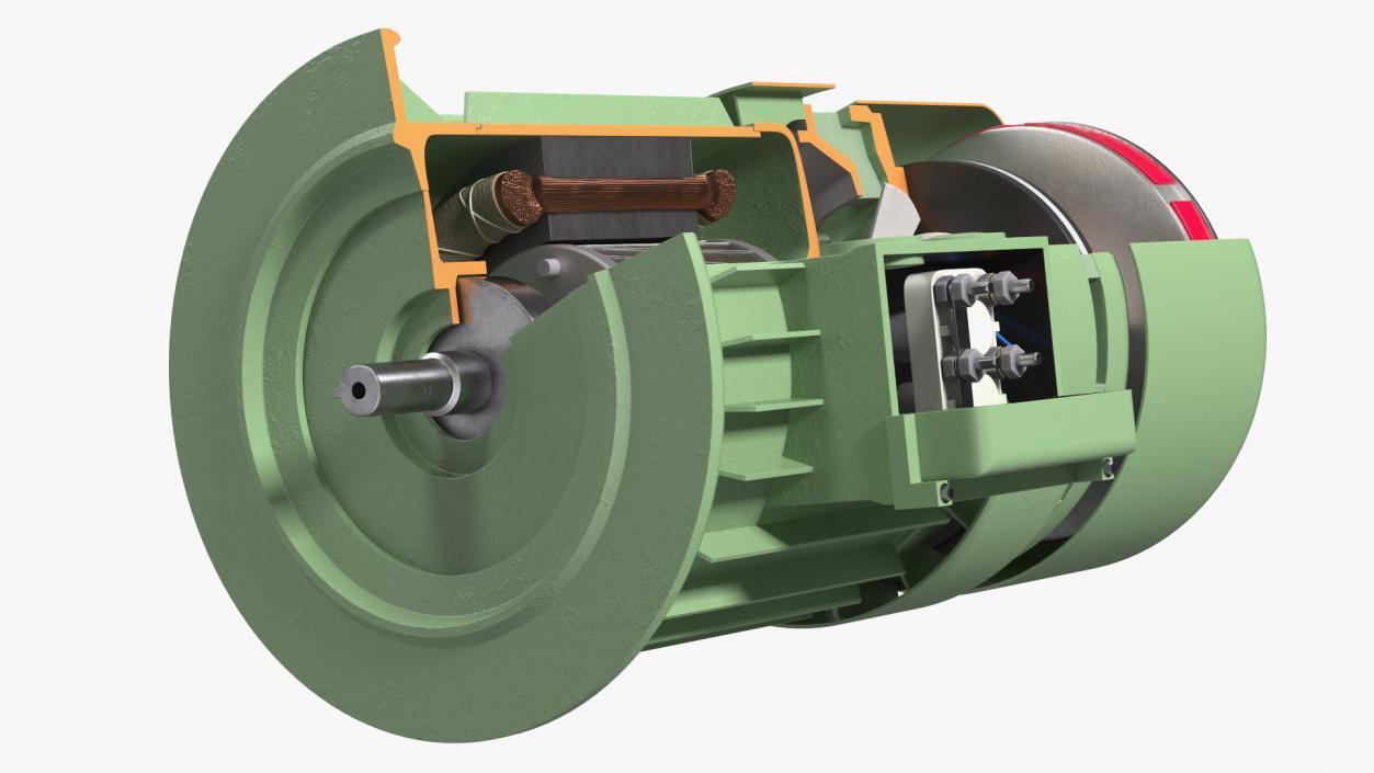 3D model Electric Motor Cutaway Green 2