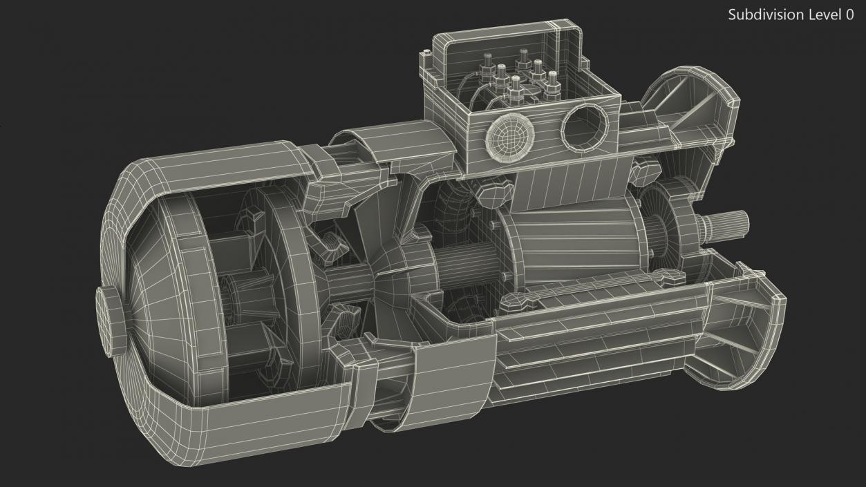 3D model Electric Motor Cutaway Green 2