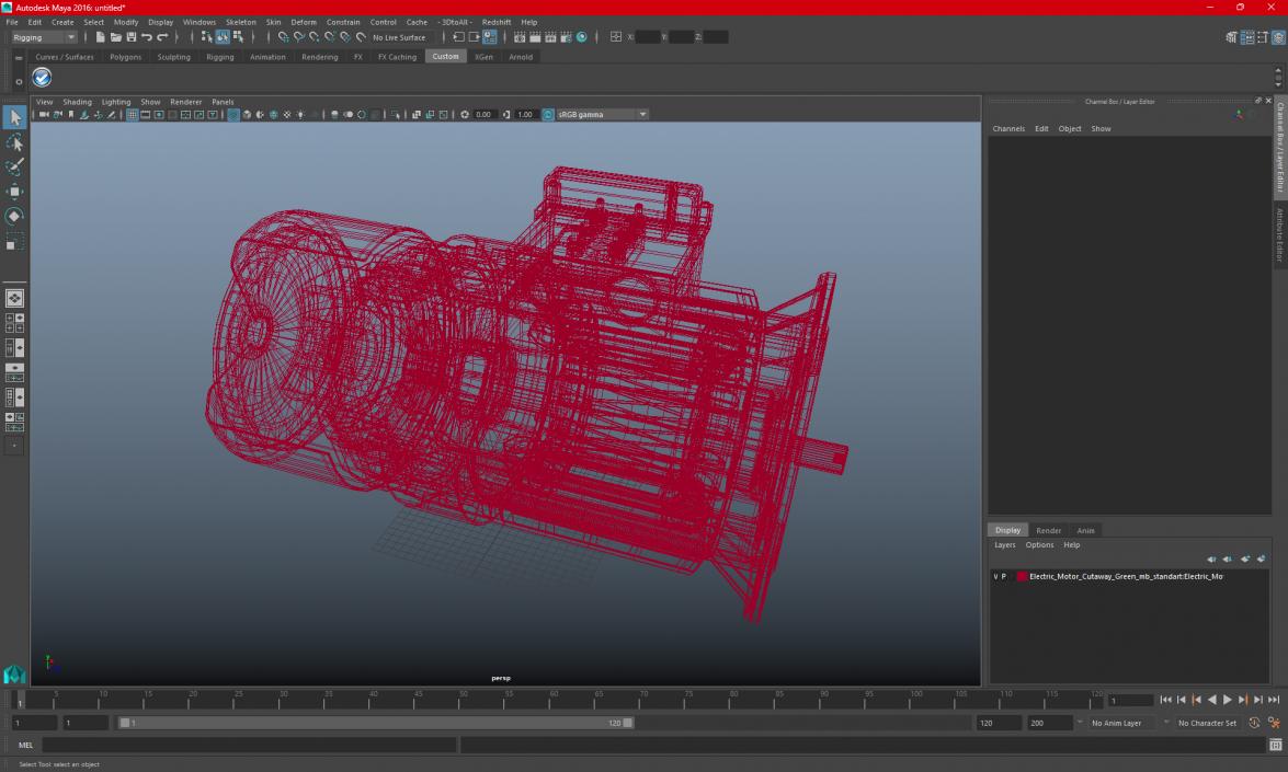 3D model Electric Motor Cutaway Green 2