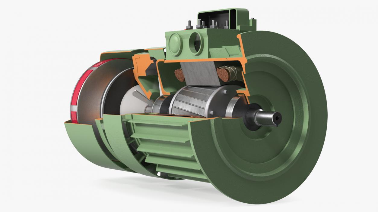 3D model Electric Motor Cutaway Green 2