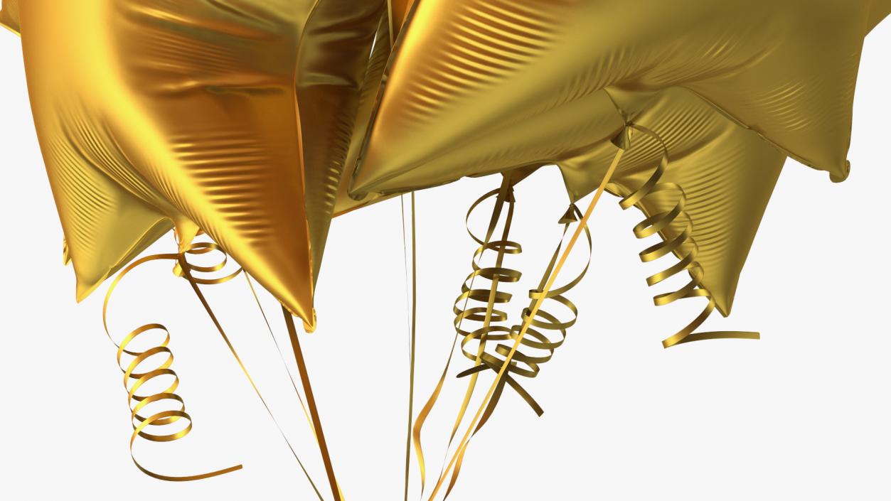 3D model Matte Gold Star Balloon Bouquet with Gift Box