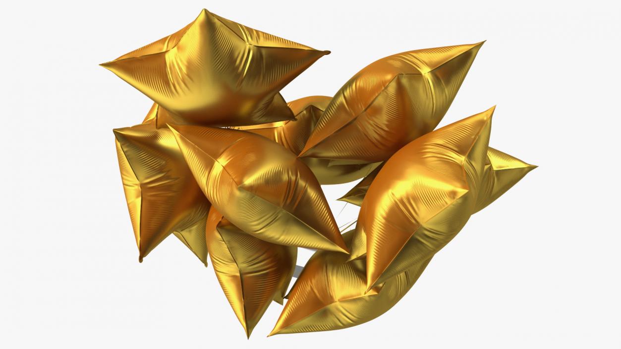 3D model Matte Gold Star Balloon Bouquet with Gift Box