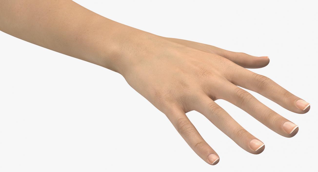 3D model Caucasian Female Hand Short Nails Rigged