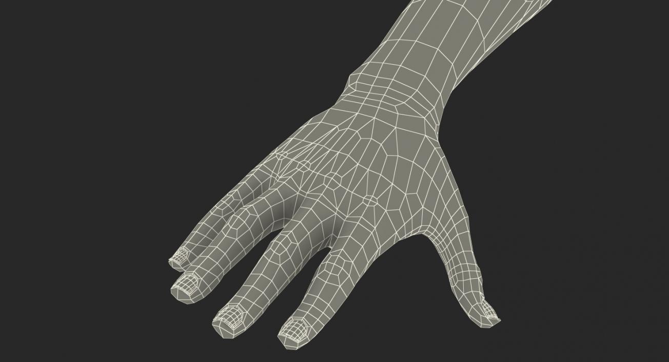 3D model Caucasian Female Hand Short Nails Rigged