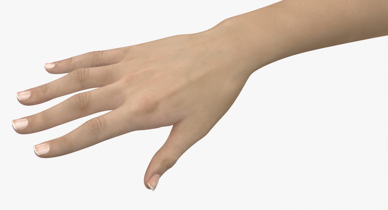 3D model Caucasian Female Hand Short Nails Rigged