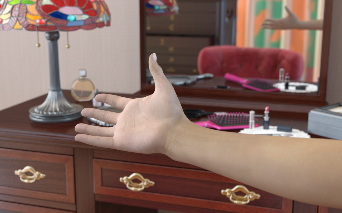 3D model Caucasian Female Hand Short Nails Rigged