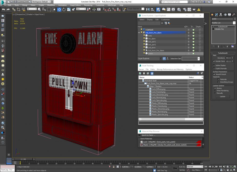 3D model Pull Down Fire Alarm