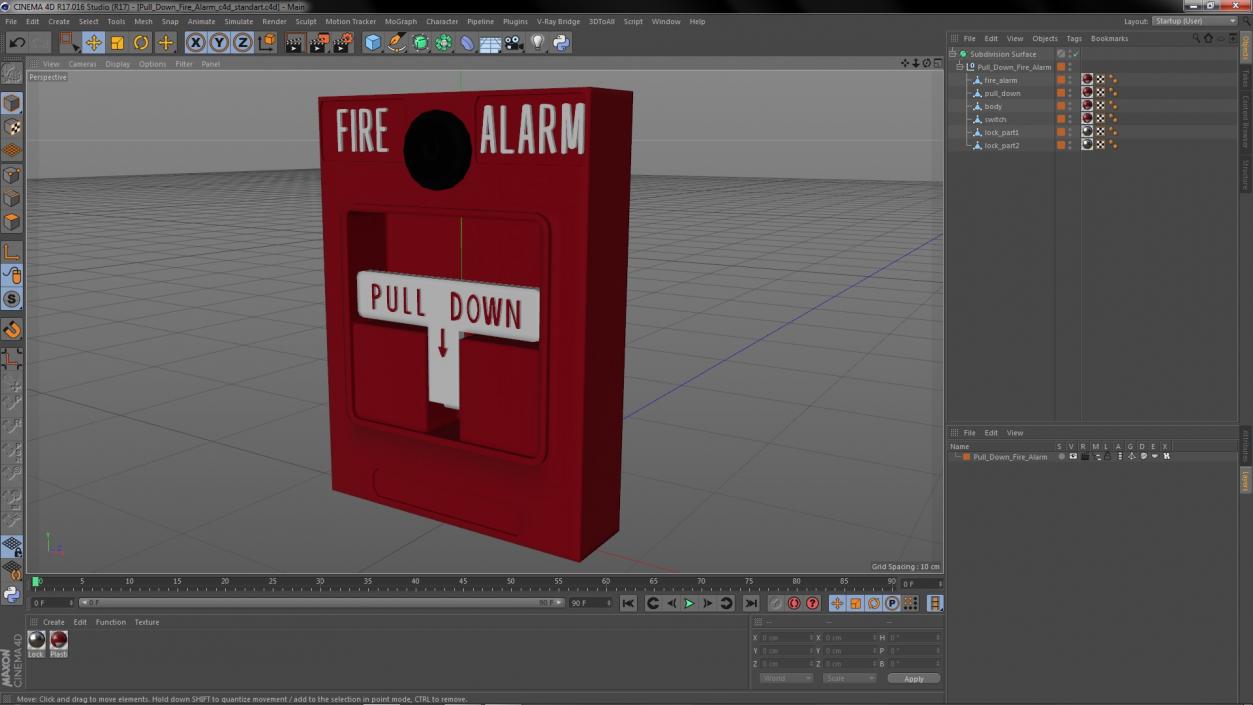 3D model Pull Down Fire Alarm