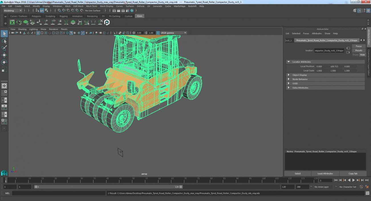 3D Pneumatic Tyred Road Roller Compactor Dusty model