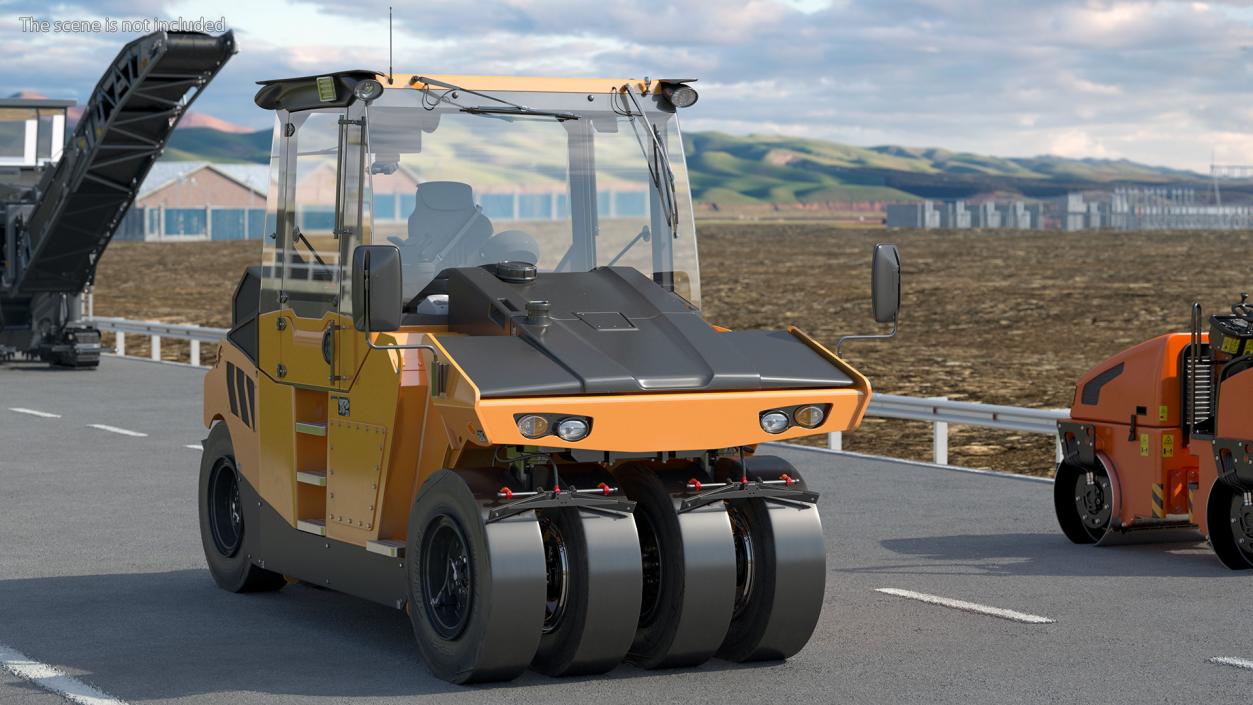 3D Pneumatic Tyred Road Roller Compactor Dusty model