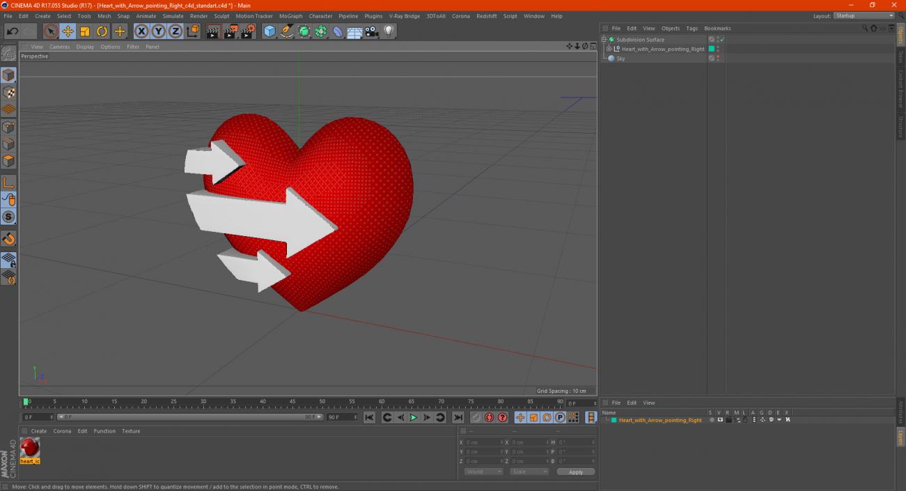 3D Heart with Arrow pointing Right