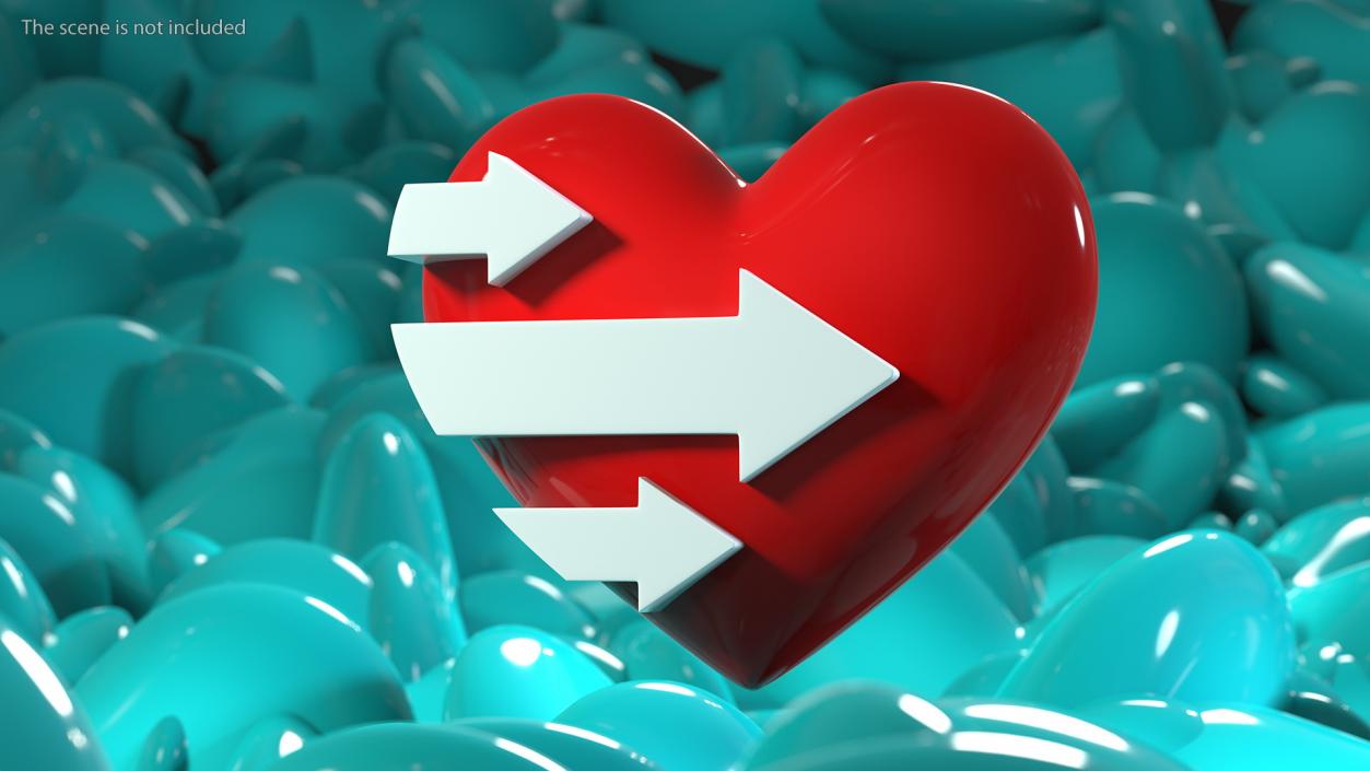 3D Heart with Arrow pointing Right