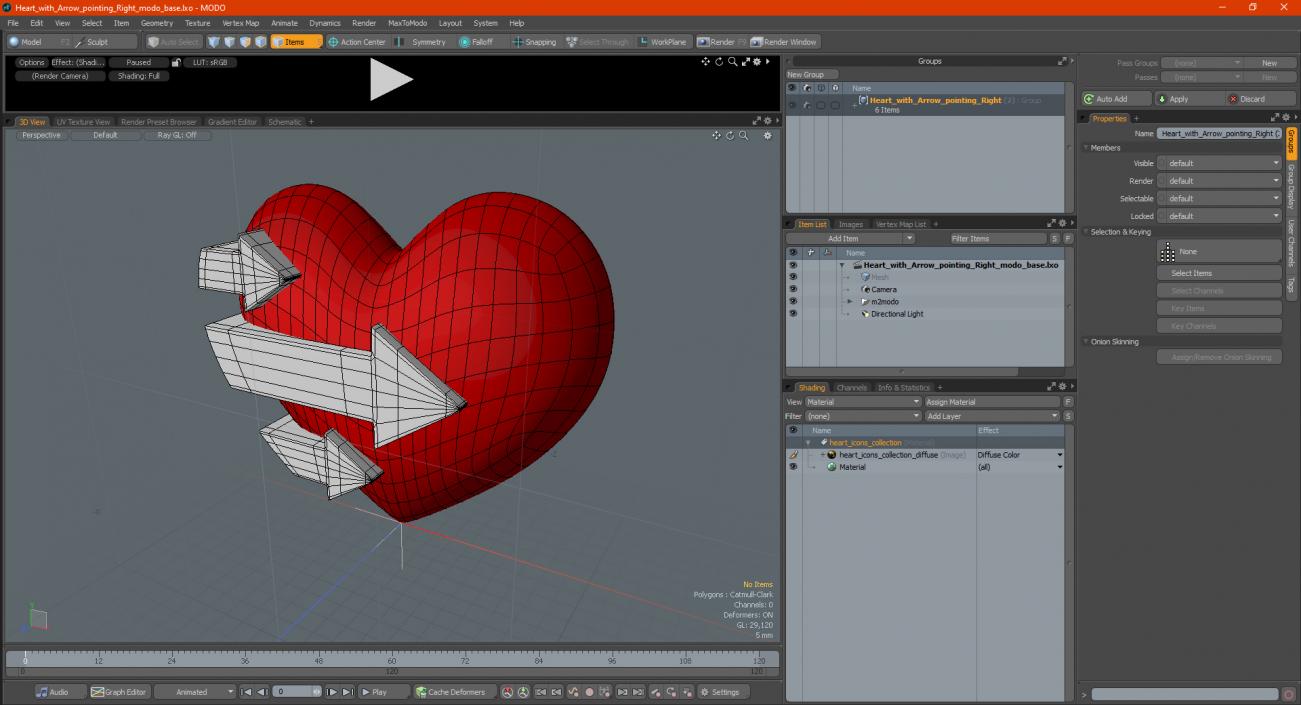 3D Heart with Arrow pointing Right