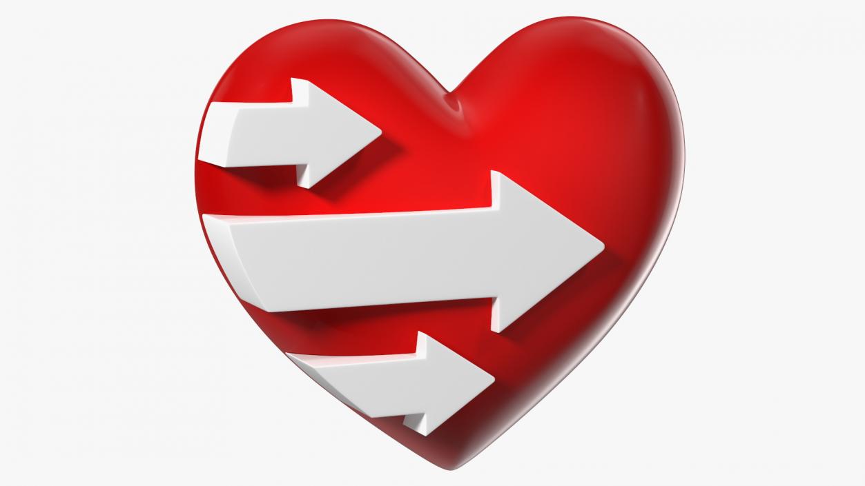 3D Heart with Arrow pointing Right