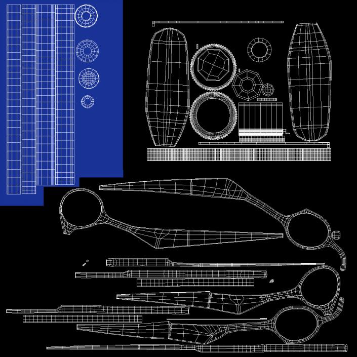 Professional Barber Straight Edge Scissors 3D