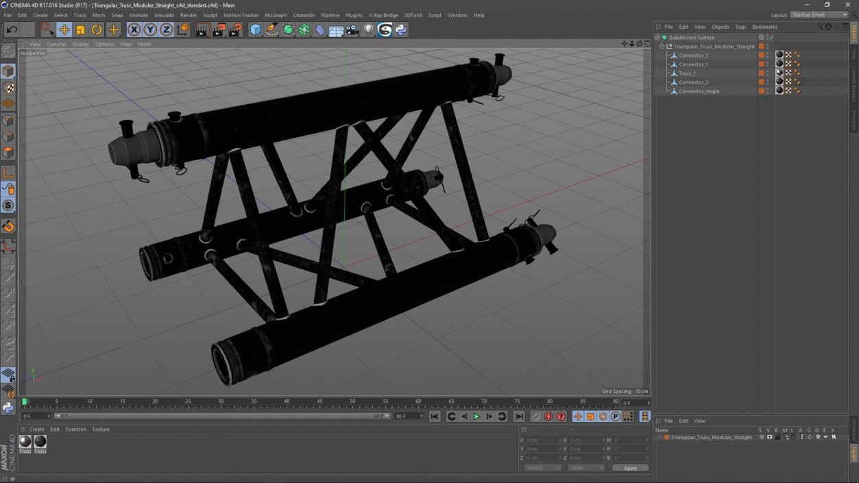 3D model Triangular Truss Modular Straight 2