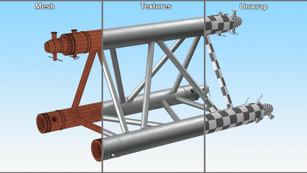 3D model Triangular Truss Modular Straight 2