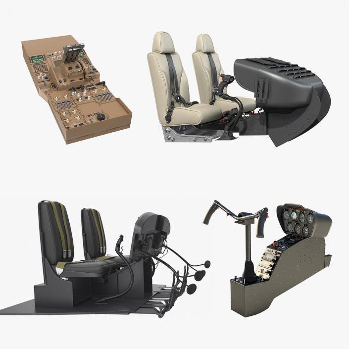 3D Helicopter Control Panels Collection 3 model