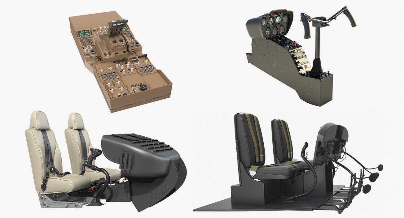 3D Helicopter Control Panels Collection 3 model